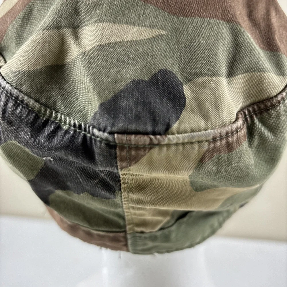Army Cap Green U.S.‎ Military Hat Size 7 1/4 w/Ear Flap woodland camo VTG